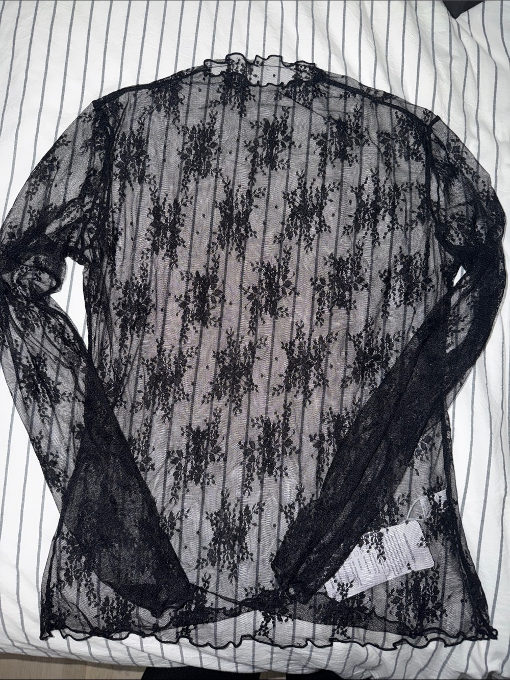 Black Lace Long-Sleeve Sheer Top - Women Intimates & Sleepwear